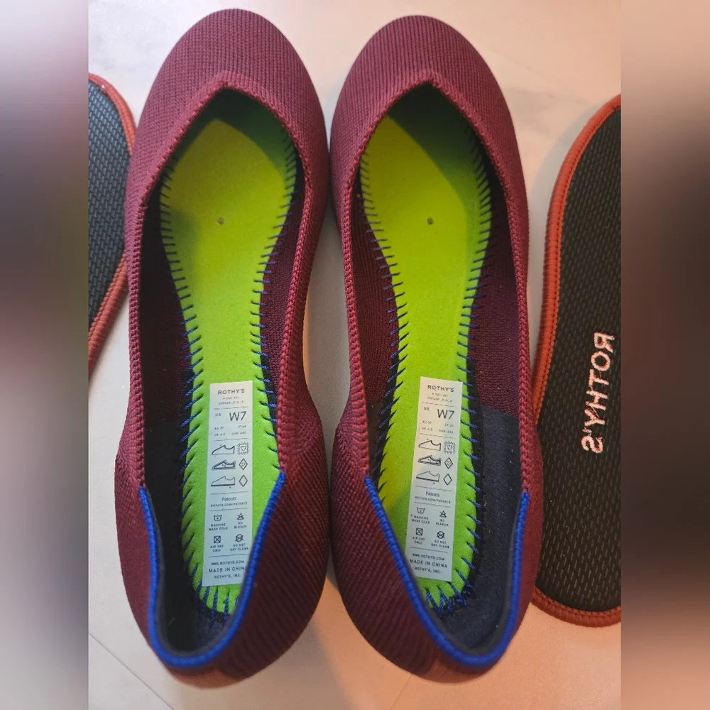 Rothy's Dark Red The Flat Round Toe Size 7 - Picture 3 of 4